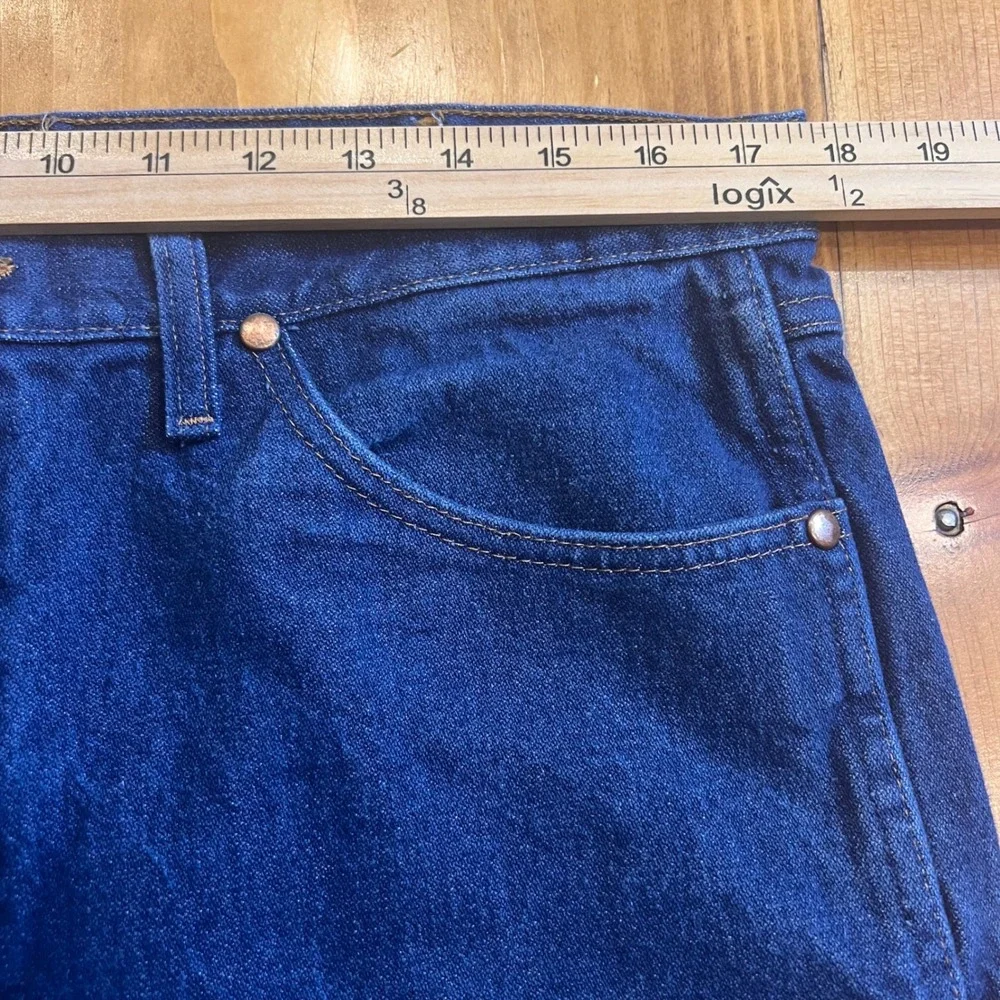 Wrangler 13MWZ Cowboy Cut Rigid Denim Jeans Indigo Blue 35x30 High Rise Straight